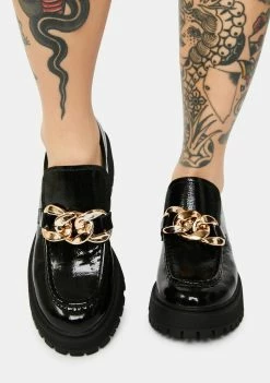 Steve Madden Black Chain Malvern Loafers Flats