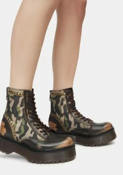 Steve Madden Camouflage Studded Avenger Boots Boots & Booties