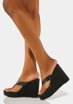 Steve Madden Black Refined Platform Wedges