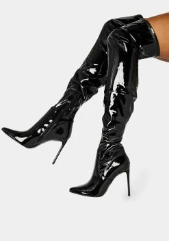 Steve Madden Patent Viktory Knee High Boots Boots & Booties