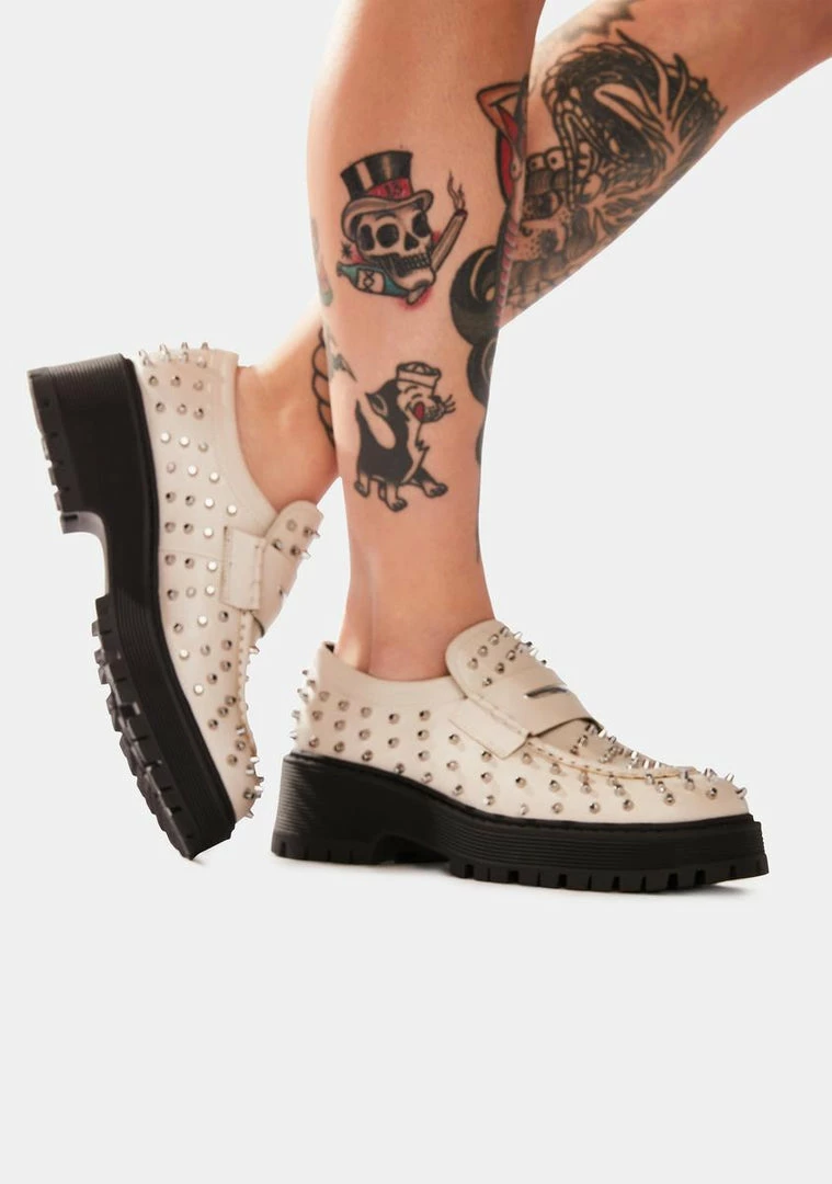 Discount ✔️ Steve Madden Bone Malvern Studded Loafers 🎁 2 Steve Madden Bone Malvern Studded Loafers