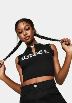 Cute Mistake Bad Angel Crop Tank Tops