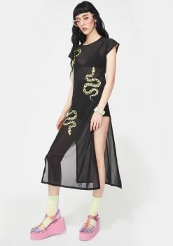 Best deal ⭐ Cute Mistake Pretty Poison Mesh Midi 👗 Dress 👗 Dresses 🔥 6 Cute Mistake Pretty Poison Mesh Midi Dress Dresses