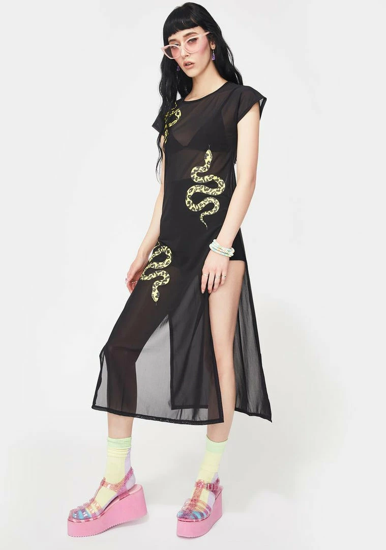 Best deal ⭐ Cute Mistake Pretty Poison Mesh Midi 👗 Dress 👗 Dresses 🔥 3 Cute Mistake Pretty Poison Mesh Midi Dress Dresses