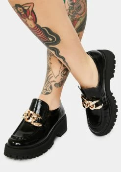 Steve Madden Black Chain Malvern Loafers Flats