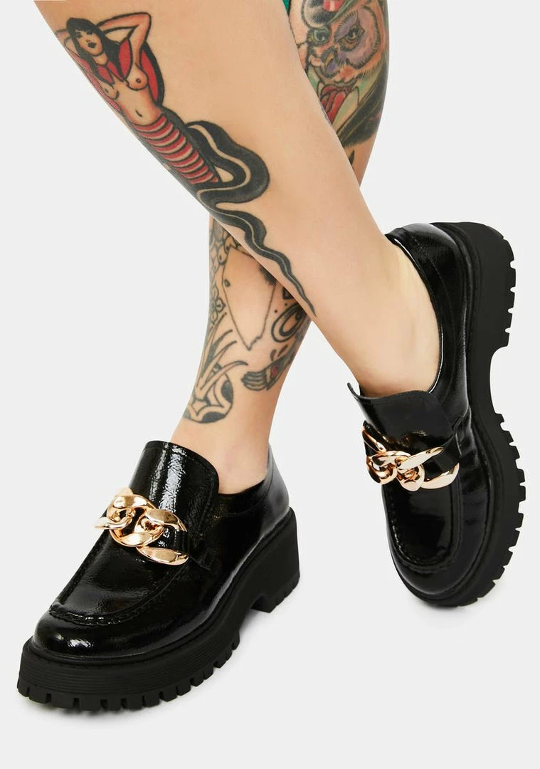Buy ✨ Steve Madden Black Chain Malvern Loafers Flats 🤩 1 Steve Madden Black Chain Malvern Loafers Flats