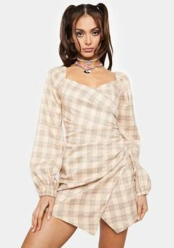 4SI3NNA Sydney Checkered Faux Wrap Dress Dresses