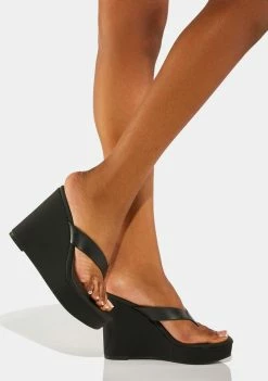 Steve Madden Black Refined Platform Wedges