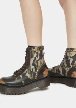Steve Madden Camouflage Studded Avenger Boots Boots & Booties