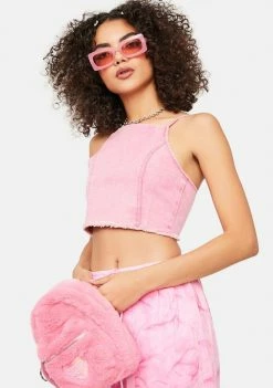 Cute Mistake Pink Lucky Charm Crop Top Tops